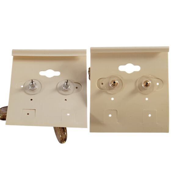 Radiant Earrings 2 Sets Drop Beads Amber Gold Tone Stud Pierced 1–1.5" Gift Bag - Picture 11 of 11